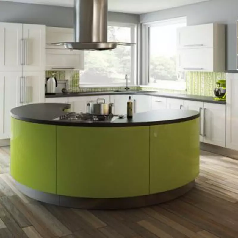Culinária Verde (111 fotos): fone de ouvido de cozinha verde no design de interiores, seleção de papel de parede verde, verde cinza-verde e verde escuro, preto e verde cozinha marrom 9554_25