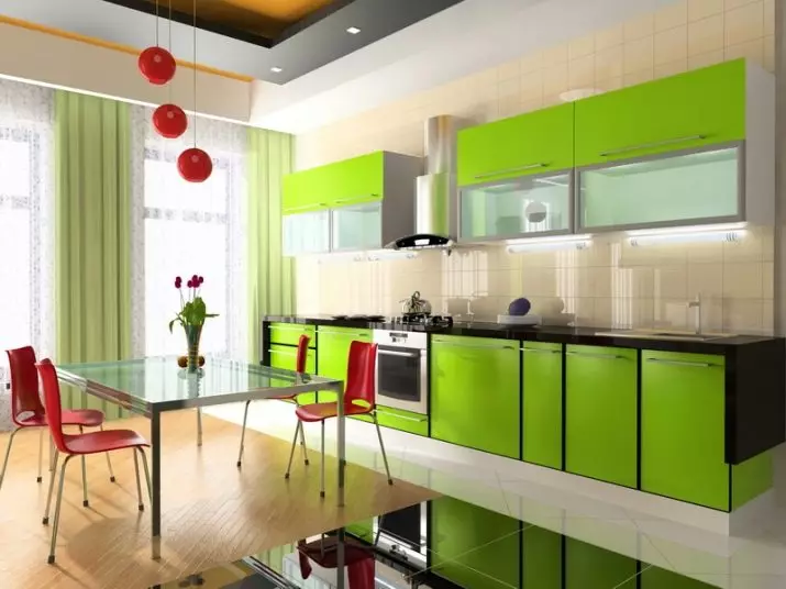 المطبخ الأخضر (111 صور): أخضر سماعة المطبخ في التصميم الداخلي والأخضر اختيار ورق الجدران، والرمادي والأخضر والأخضر الداكن، الأسود والأخضر والأخضر المطبخ البني 9554_35