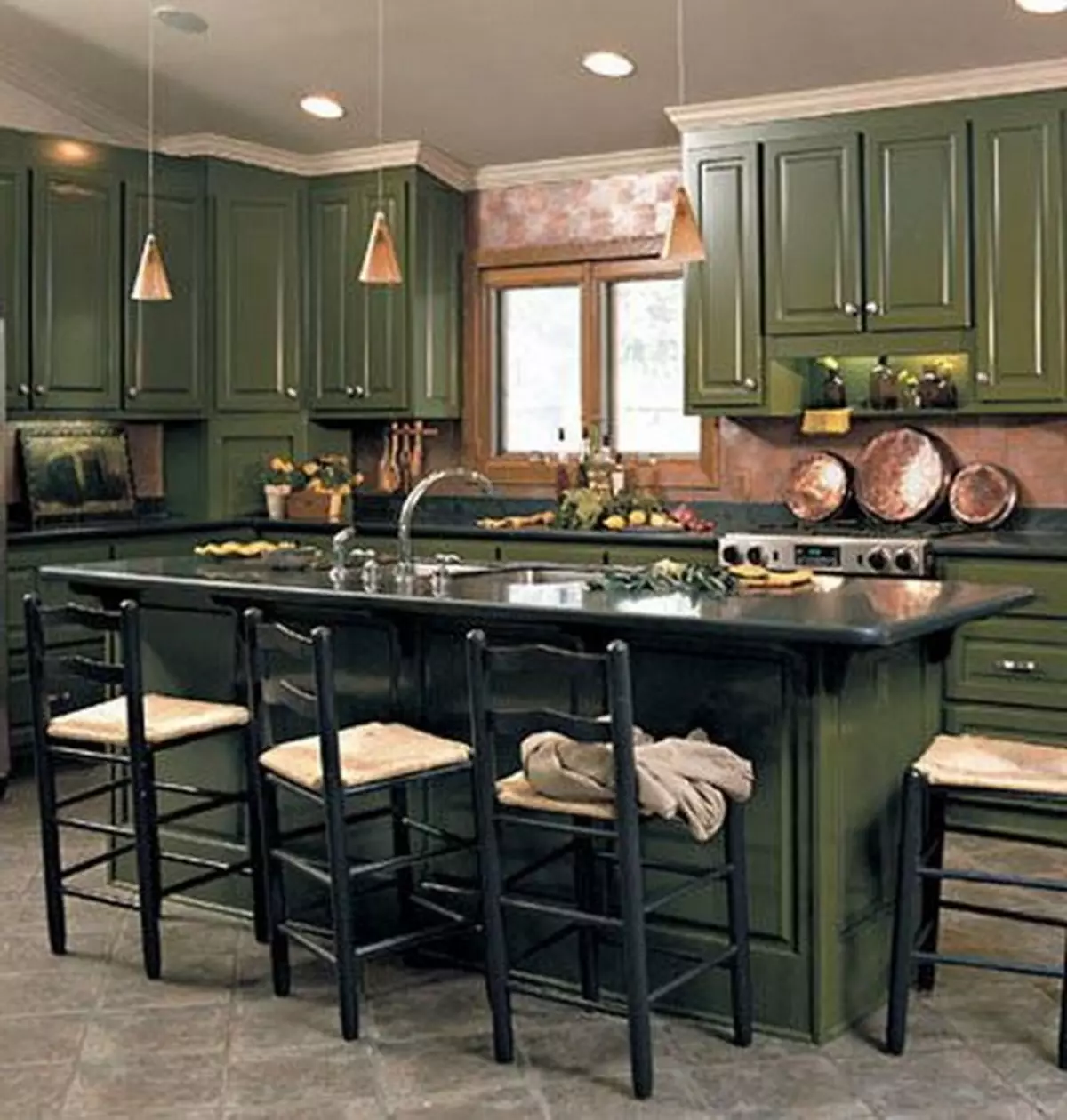 מטבח ירוק (111 תמונות): אוזניות מטבח ירוק בעיצוב פנים, בחירת טפטים ירוקים, ירוק אפור וירוק כהה, שחור וירוק ומטבח ירוק 9554_42