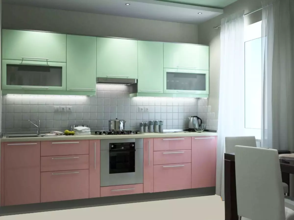 Bucătărie verde (111 fotografii): Setul cu cască de bucătărie verde în design interior, selecție verde tapet, gri-verde și verde închis, bucătărie maro negru și verde și verde 9554_64