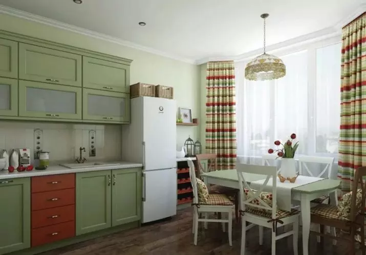 المطبخ الأخضر (111 صور): أخضر سماعة المطبخ في التصميم الداخلي والأخضر اختيار ورق الجدران، والرمادي والأخضر والأخضر الداكن، الأسود والأخضر والأخضر المطبخ البني 9554_82