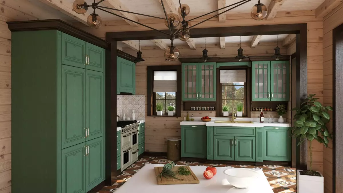 绿菜（111张照片）：绿色厨房耳机在室内设计，绿色壁纸选择，灰绿色和深绿色，黑色和绿色和绿色棕色厨房 9554_95