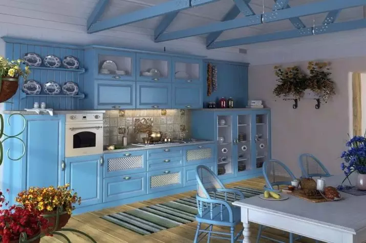 Cozinha azul (82 fotos): Que cores são combinadas no interior de um conjunto de cozinha azul? Projeto da cozinha em tons azuis e azul escuro 9555_2