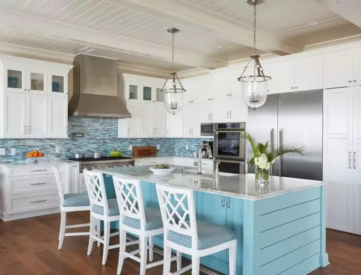 آشپزخانه آبی (82 عکس): چه رنگی در داخل یک آشپزخانه آبی ترکیب شده است؟ طراحی آشپزخانه در آبی رنگ آبی و آبی تیره 9555_77
