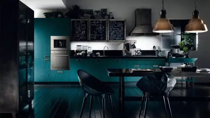 Bucătărie albastră (82 fotografii): Ce culori sunt combinate în interiorul unui set de bucătărie albastră? Design de bucătărie în tonuri albastre ușoare și întunecate 9555_82