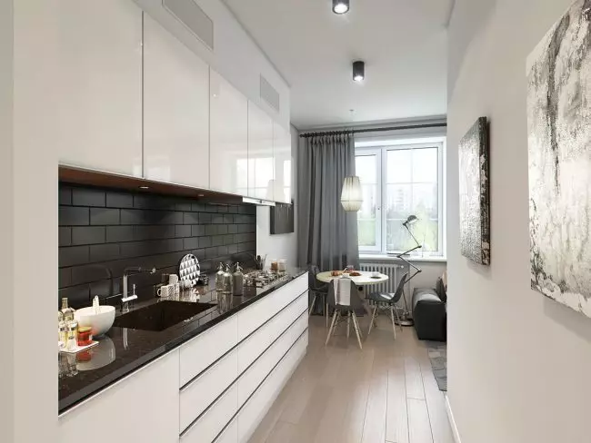 آشپزخانه براق سفید (61 عکس): هدست های آشپزخانه در طراحی داخلی در سبک مدرن. چه مواد بهتر است؟ نما از آشپزخانه مدولار چیست؟ مزایا و معایب 9560_23