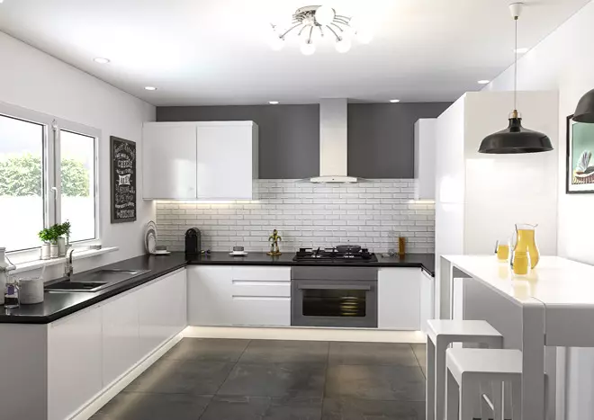 白色光泽厨房（61张照片）：现代风格的室内设计的厨房耳机。什么材料更好？模块化厨房的外墙是什么？优点和缺点 9560_46