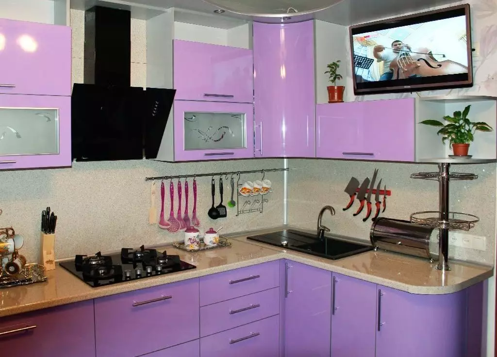 Pojok Dapur Terbuat Dari Plastik (33 Foto): Ide Desain, Pilihan Untuk Solusi Warna Kepala Dapur Plastik Di Bingkai Aluminium 9576_25