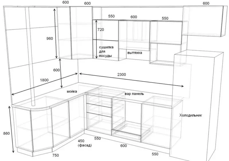 Jaká je výška kuchyňských skříní? 14 Photo Floor Distancy Standardy az pracovního povrchu na horní skříňky 9578_11