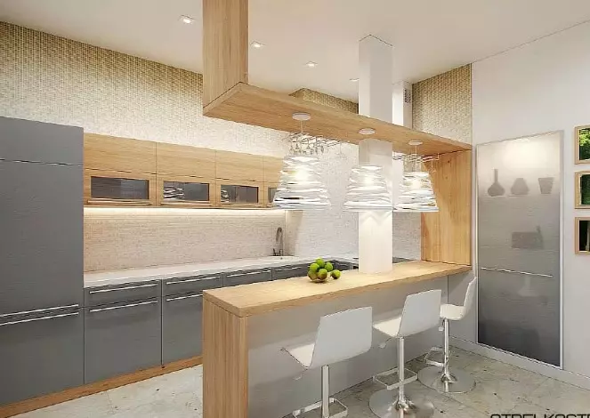 بار انسداد (48 تصاویر) کے ساتھ پی کے سائز کا باورچی خانے: چھوٹے باورچی خانے کے ڈیزائن پی کے سائز کا ڈیزائن. داخلہ میں خوبصورت مثالیں 9605_41