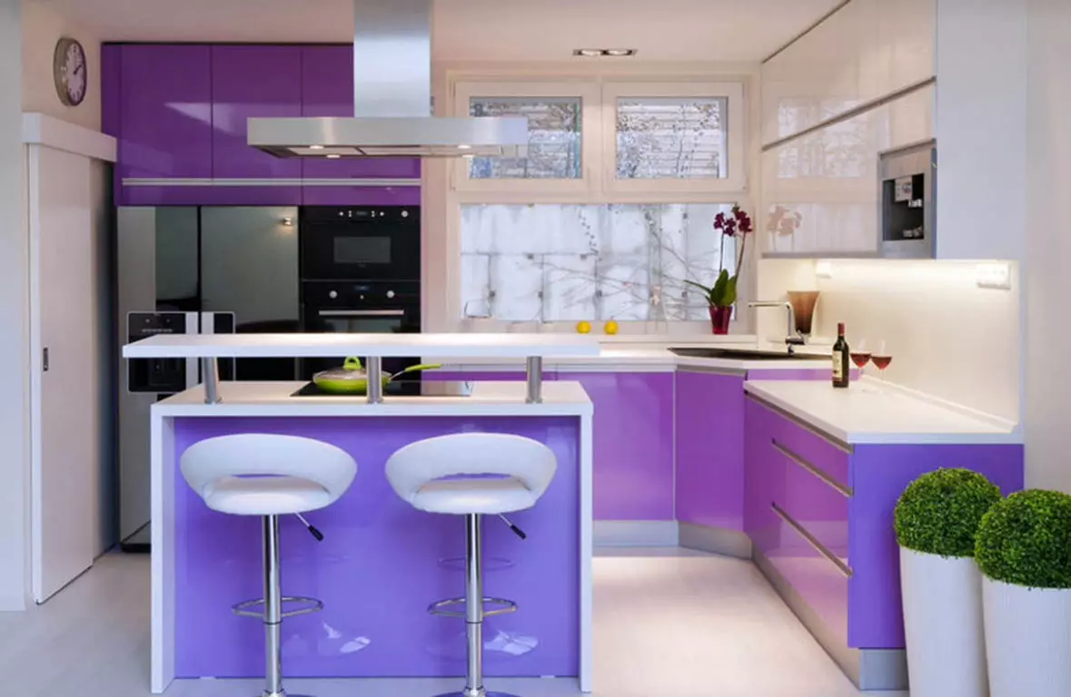 Virtuvės baras su baru (64 nuotraukos): šiuolaikinės tiesioginės integruotos ir paprastos virtuvės be viršutinių spintos ir su jais su juostos skaitikliu 9606_28
