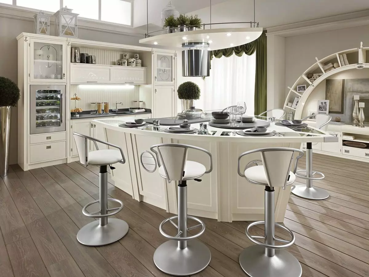 Virtuvės baras su baru (64 nuotraukos): šiuolaikinės tiesioginės integruotos ir paprastos virtuvės be viršutinių spintos ir su jais su juostos skaitikliu 9606_31