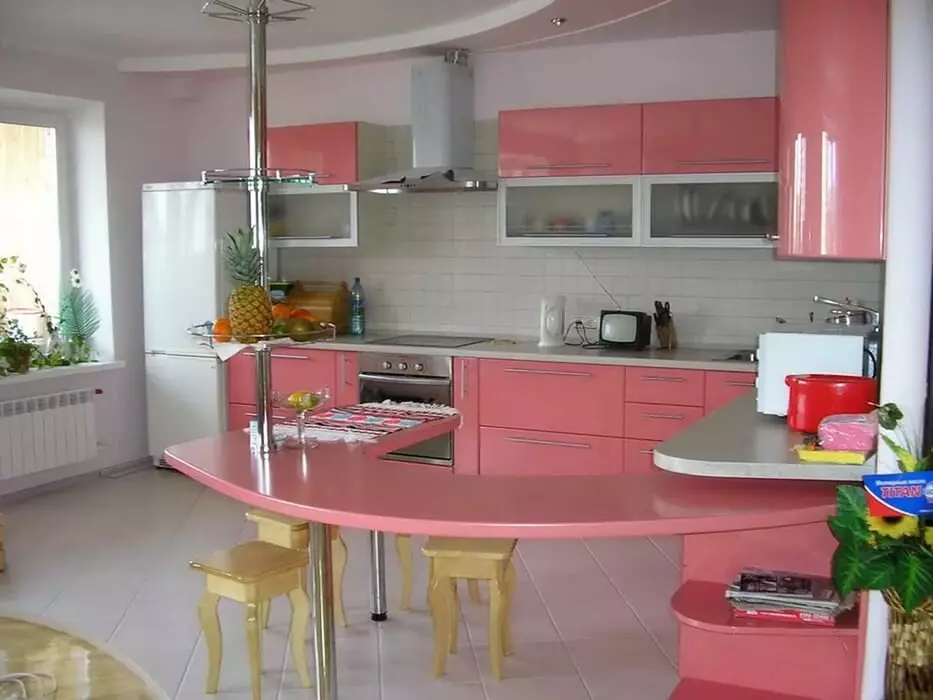 مجموعه آشپزخانه نوار با نوار (64 عکس): آشپزخانه داخلی داخلی و آشپزخانه معمولی بدون کابینت بالا و با آنها با شمارنده بار 9606_5