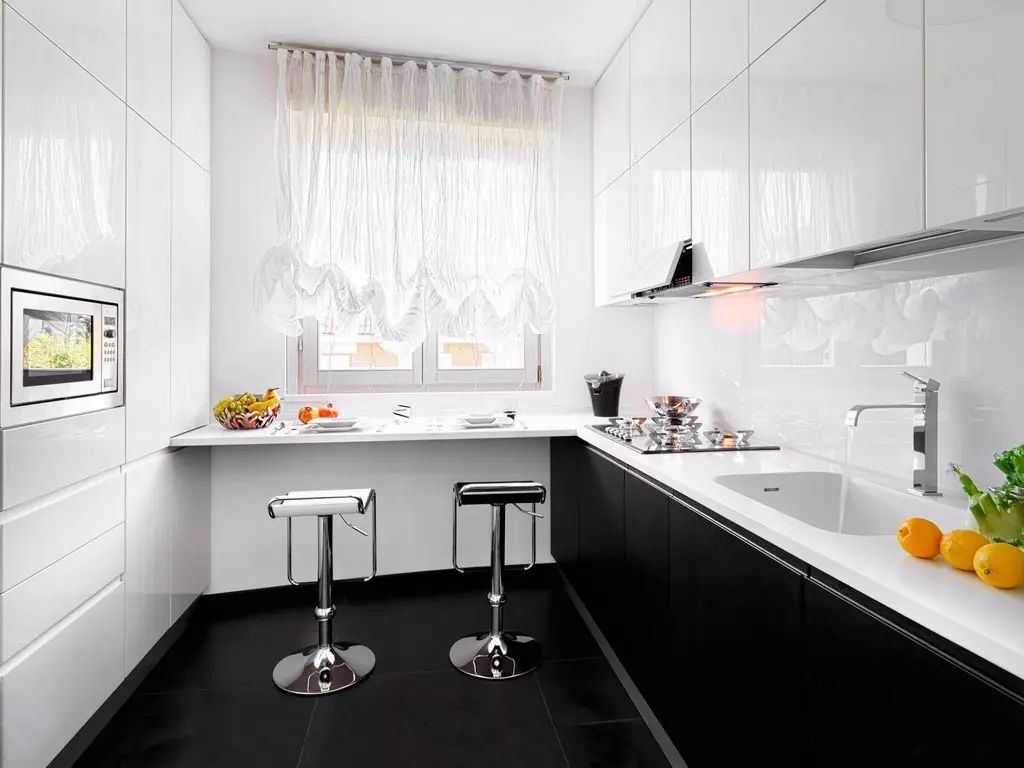 Virtuvės baras su baru (64 nuotraukos): šiuolaikinės tiesioginės integruotos ir paprastos virtuvės be viršutinių spintos ir su jais su juostos skaitikliu 9606_51