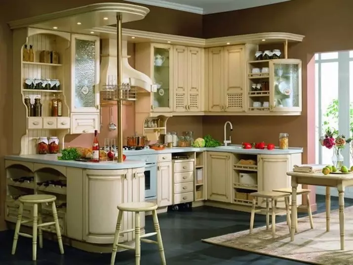 Virtuvės baras su baru (64 nuotraukos): šiuolaikinės tiesioginės integruotos ir paprastos virtuvės be viršutinių spintos ir su jais su juostos skaitikliu 9606_64
