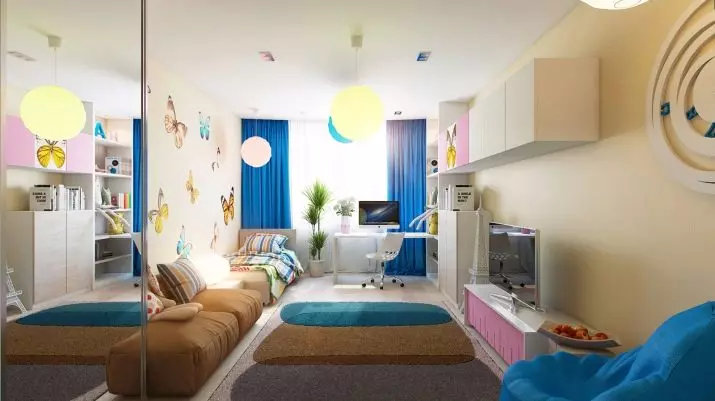 Зочны өрөө, нэг өрөөнд амьдардаг хүүхдүүд (72 зураг): танхим, хүүхдүүдийг хэрхэн хослуулах вэ? Хөшигтэй бүсчилэх. Өрөөний дизайн нь 18-20 хавтгай дөрвөлжин метр. метр ба бусад хэмжээ 9618_60
