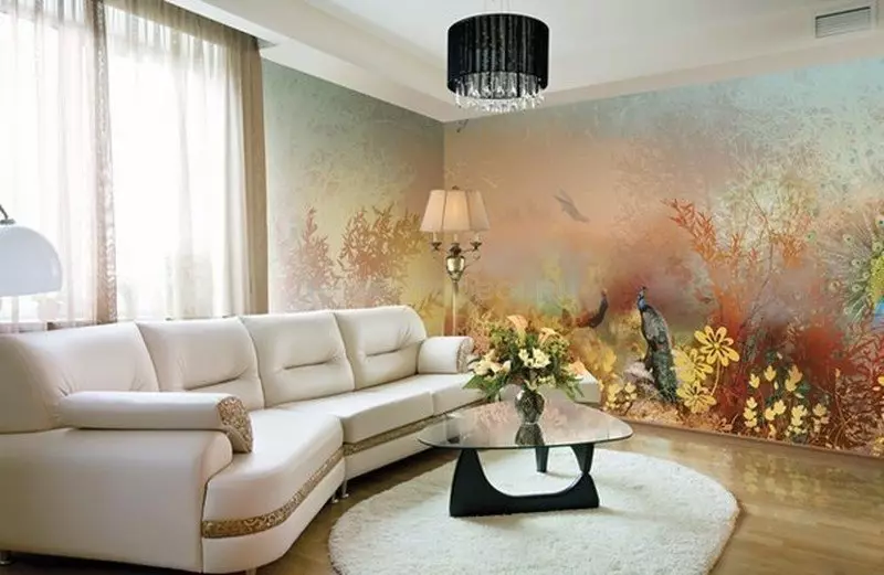 Oturma odası boyama: Salonda duvar boyama için ekipman ve çizimlerin seçimi 9622_38