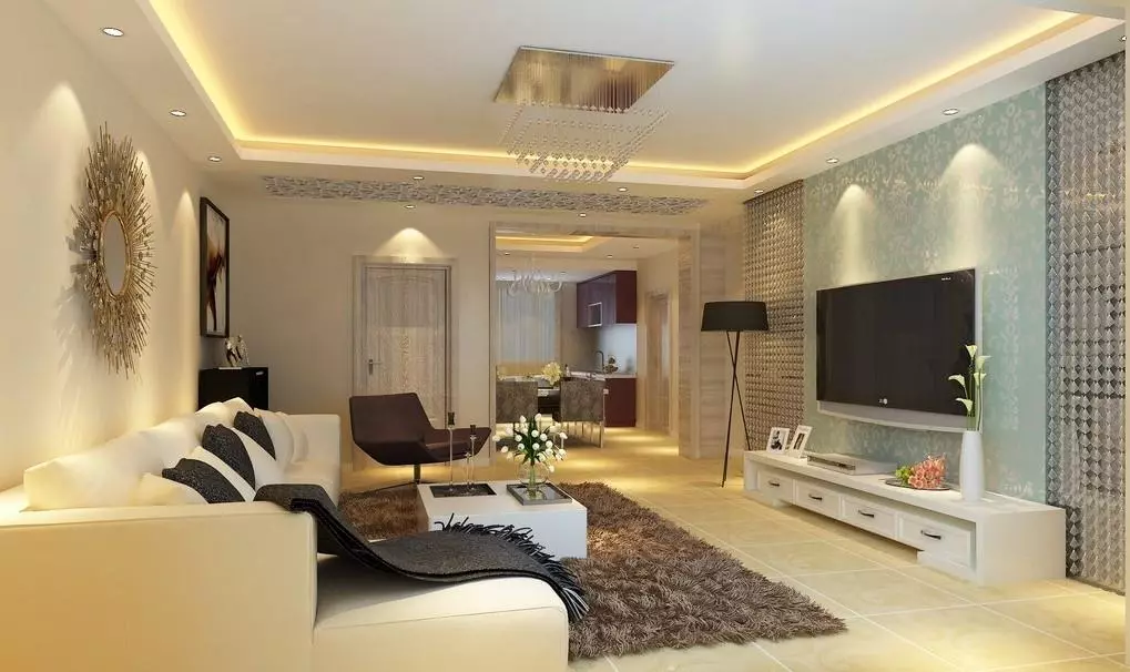 Duplexné stropy z sadrokartónu pre obývaciu izbu (49 fotiek): Možnosti dizajnu pre duplexné stropy s osvetlením v interiéri haly 9626_4