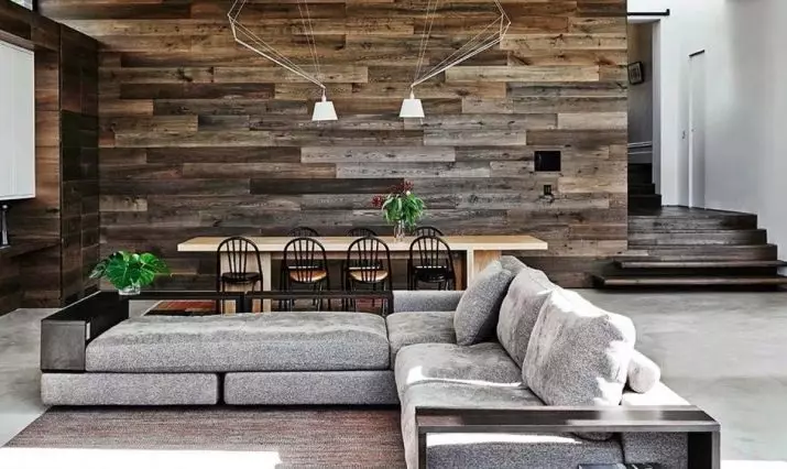 Laminado en la pared en la sala de estar (50 fotos): características de diseño de interiores, opciones de acabado de pared con laminado en el pasillo 9627_38