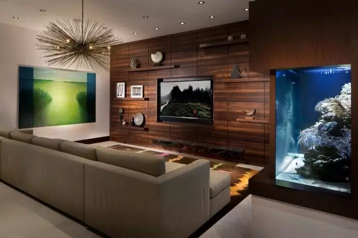 Laminado en la pared en la sala de estar (50 fotos): características de diseño de interiores, opciones de acabado de pared con laminado en el pasillo 9627_46