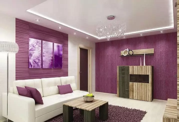 Ngjyra e mureve në dhomën e ndenjes (64 foto): Cila ngjyrë bojë muret në sallë me një kat të lehtë? Idetë moderne të dizajnit të murit. Si të zgjidhni opsionin më të mirë për të brendshmen? 9629_61