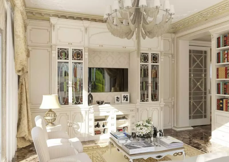 Sala de estar en Provenza (104 fotos): Registro del interior de un salón pequeño y grande en un moderno estilo de oliva, diseño de araña y otros matices 9631_94