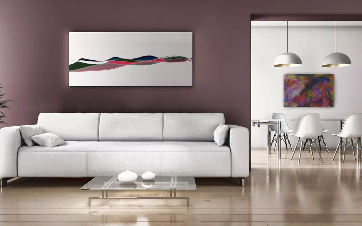 ציורים בסלון (44 תמונות): בחר סוגים מודולריים וסוגים אחרים בסגנון מודרני עבור הפנים של המסדרון בדירה 9633_2