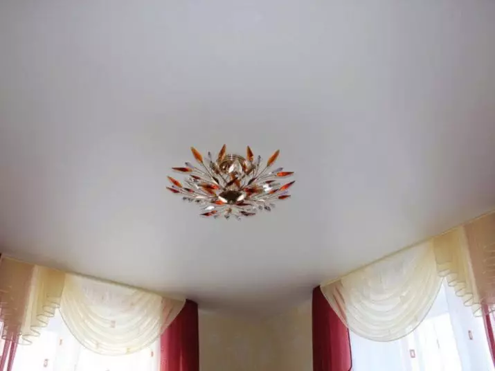 Mat Streç Tavanlar Salon için (40 fotoğraf): Dairedeki oturma odası için streç tavan nasıl seçilir? Çizim ve diğer seçeneklerle beyaz tavanlar 9636_2