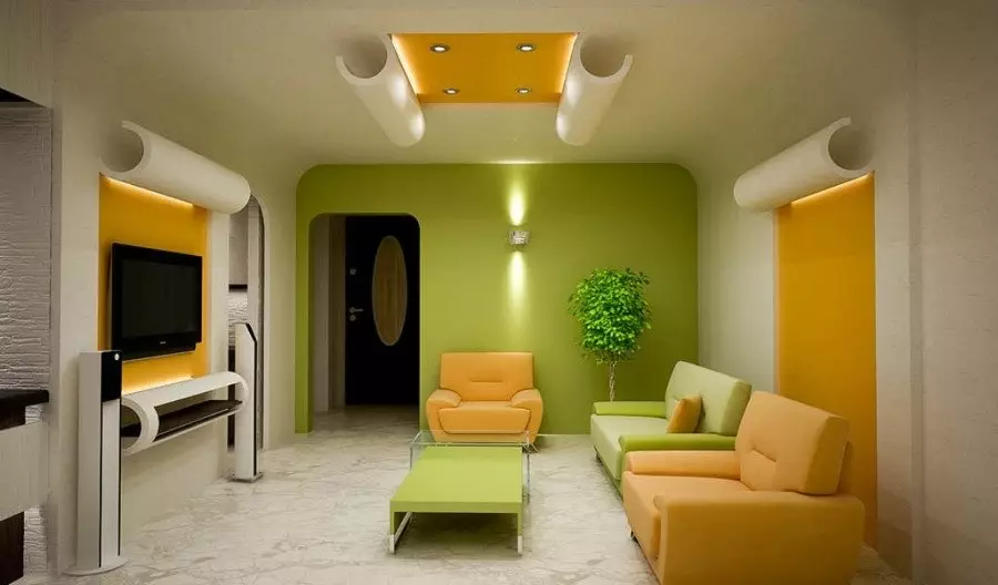 Πράσινο σαλόνι (65 φωτογραφίες): Χαρακτηριστικά εσωτερικού σχεδιασμού σε πράσινους τόνους. Ποιο χρώμα συνδυάζει το πράσινο; Εγγραφή των τοίχων της αίθουσας 9639_22