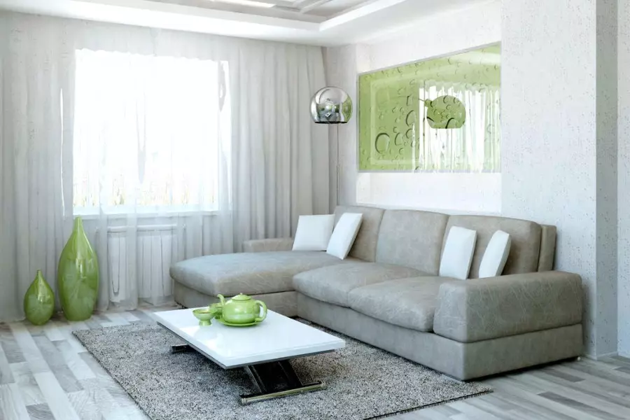 Green woonkamer (65 foto's): interieur ontwerp funksies in groen skakerings. Watter kleur kombineer groen? Registrasie van die mure van die saal 9639_28
