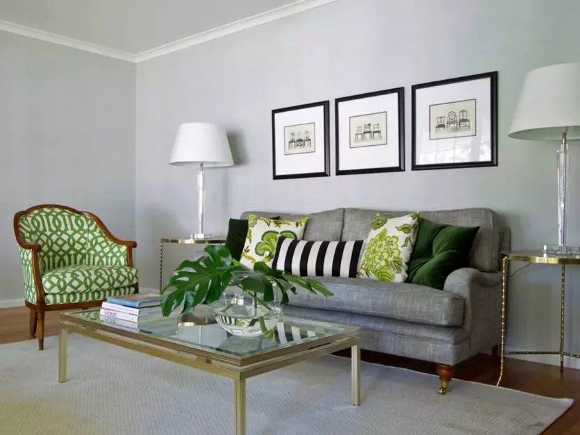 Sala de estar verde (65 fotos): Recursos de design de interiores em tons verdes. Que cor combina verde? Registro das paredes do corredor 9639_30