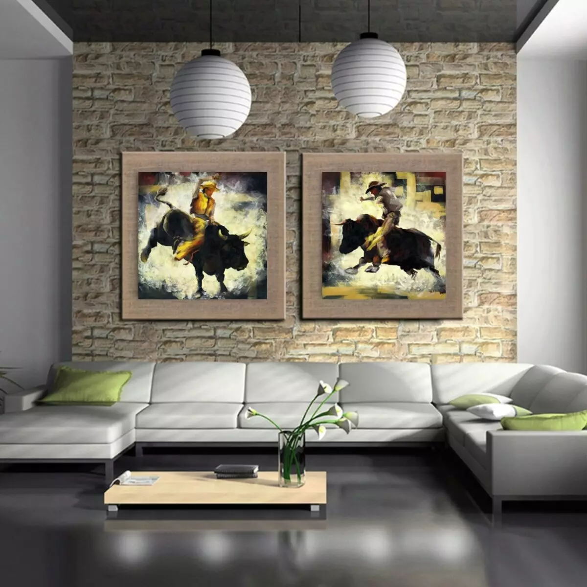 Wall Decor v obývacím pokoji (66 fotek): Nejlepší dekorace pro dekorativní dekorativní akcent stěny v hale. Co je lepší ozdobit prázdnou zeď? Jak ozdobit velkou zeď? 9642_10