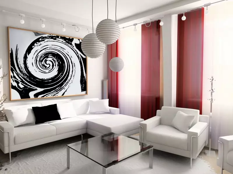 Wall Decor v obývacím pokoji (66 fotek): Nejlepší dekorace pro dekorativní dekorativní akcent stěny v hale. Co je lepší ozdobit prázdnou zeď? Jak ozdobit velkou zeď? 9642_15