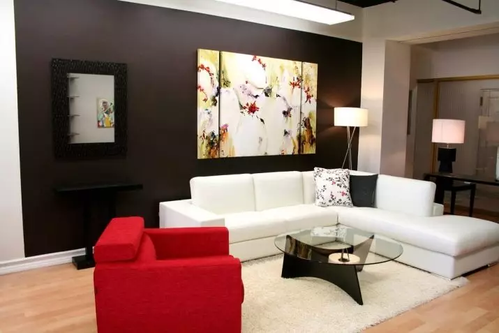Wall Decor v obývacím pokoji (66 fotek): Nejlepší dekorace pro dekorativní dekorativní akcent stěny v hale. Co je lepší ozdobit prázdnou zeď? Jak ozdobit velkou zeď? 9642_47