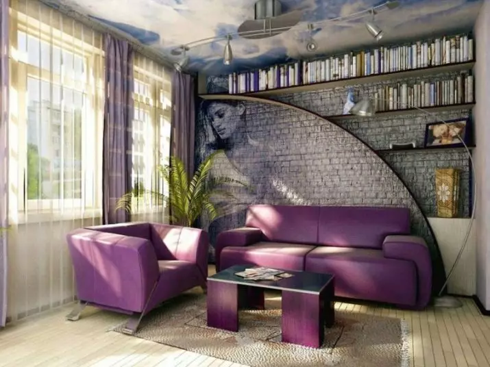 Wall Decor v obývacím pokoji (66 fotek): Nejlepší dekorace pro dekorativní dekorativní akcent stěny v hale. Co je lepší ozdobit prázdnou zeď? Jak ozdobit velkou zeď? 9642_65