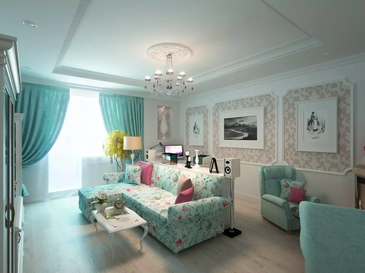 Turquoise dzīvojamā istaba (57 fotogrāfijas): tirkīza krāsu interjera dizains. Zāle Turquoise-brūnu toņi un citas kombinācijas interjerā 9644_14