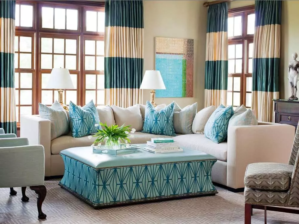 Turquesa sala d'estar (57 fotos): el color turquesa disseny d'interiors. Hall en tons turquesa de color marró i altres combinacions a l'interior 9644_16