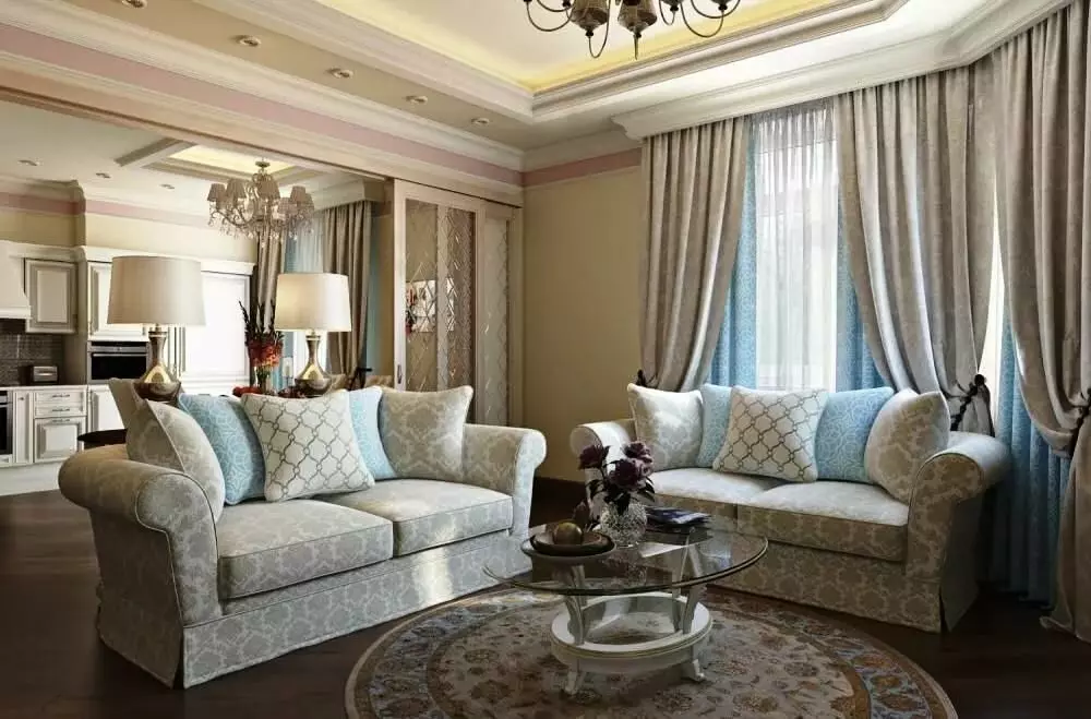 Sala de estar turquesa (57 fotos): Design de interiores de cor turquesa. Hall em tons castanho-turquesa e outras combinações no interior 9644_37