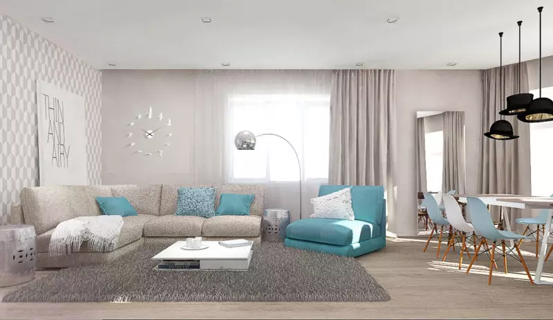 Turquesa sala d'estar (57 fotos): el color turquesa disseny d'interiors. Hall en tons turquesa de color marró i altres combinacions a l'interior 9644_39