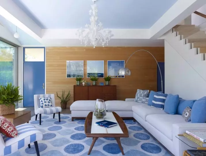 Tyrkysová obývacia izba (57 fotografií): Turquoise farebný interiérový dizajn. Haly v tyrkysohnedých tónoch a iných kombináciách v interiéri 9644_7