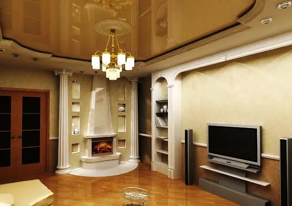 Nínxol de plaques de guix a la sala d'estar (44 fotos): Com organitzar un nínxol a la paret de la sala? Exemples de disseny d'interiors amb nínxol 9652_4
