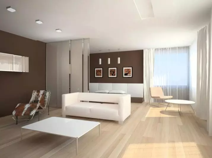 Dnevna soba v stilu minimalizma (88 fotografij): Notranja oblikovalska dvorana v rednem stanovanju v sodobnem minimalističnem slogu, dekoracijo dnevne sobe v Khrushchevka 9656_2