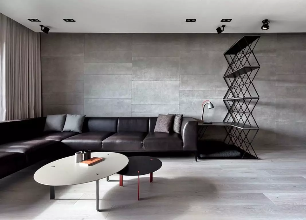 Dnevna soba v stilu minimalizma (88 fotografij): Notranja oblikovalska dvorana v rednem stanovanju v sodobnem minimalističnem slogu, dekoracijo dnevne sobe v Khrushchevka 9656_59