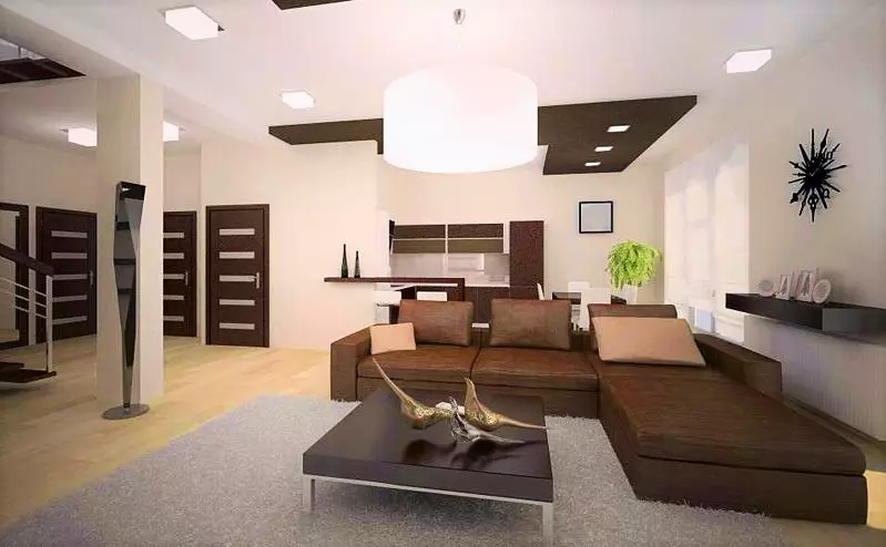 Dnevna soba v stilu minimalizma (88 fotografij): Notranja oblikovalska dvorana v rednem stanovanju v sodobnem minimalističnem slogu, dekoracijo dnevne sobe v Khrushchevka 9656_84