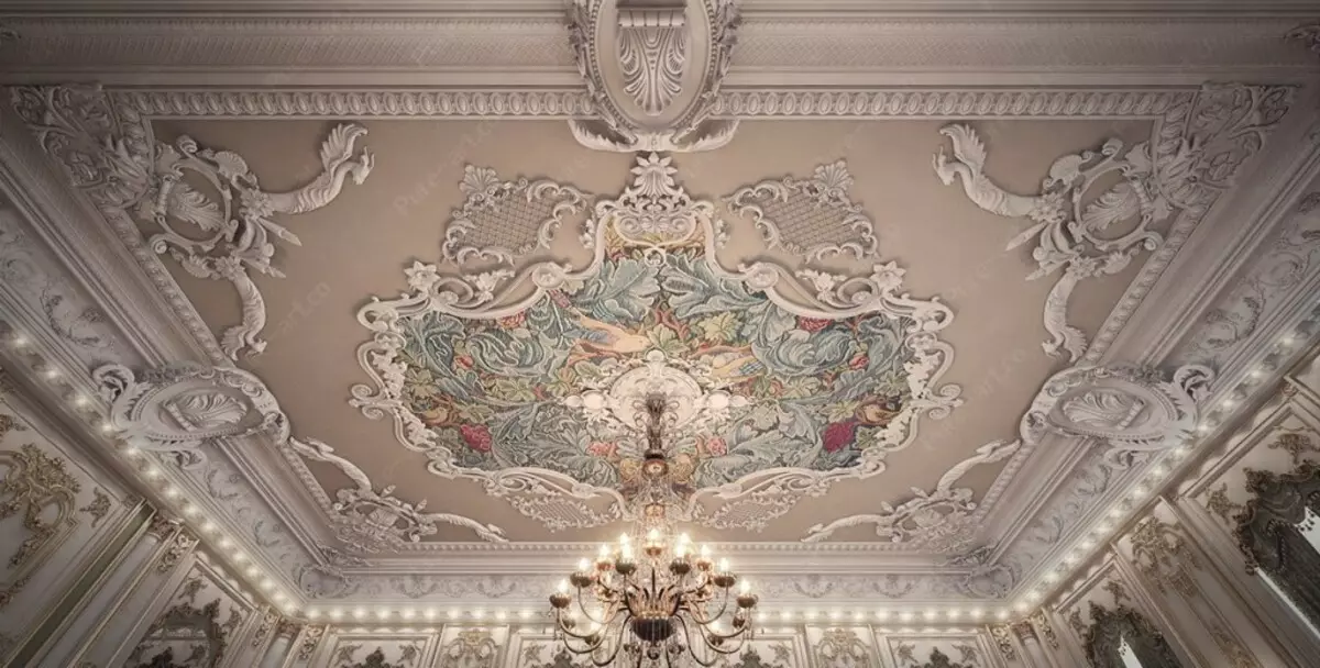 Dhoma të jetesës barok (37 foto): Dizajn i brendshëm i sallave në ngjyra të lehta dhe të errëta, shembuj të dhomave të dekoruara bukur 9663_22