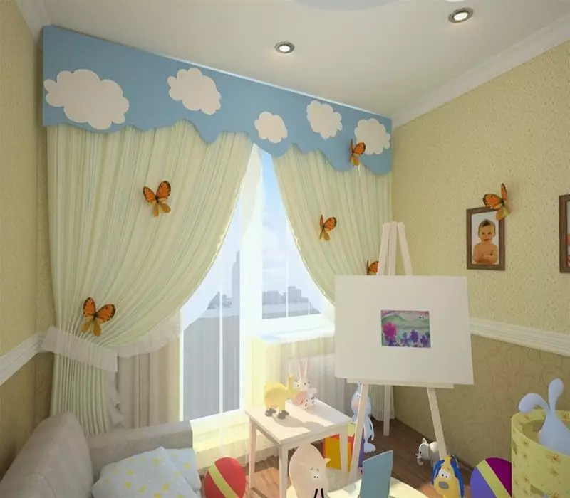 Cortinas de decoração (55 fotos): Como decorar cortinas na cozinha e nas cores decorativas das crianças fazem você mesmo? Master Classs na fabricação de organza e miçangas 9664_48