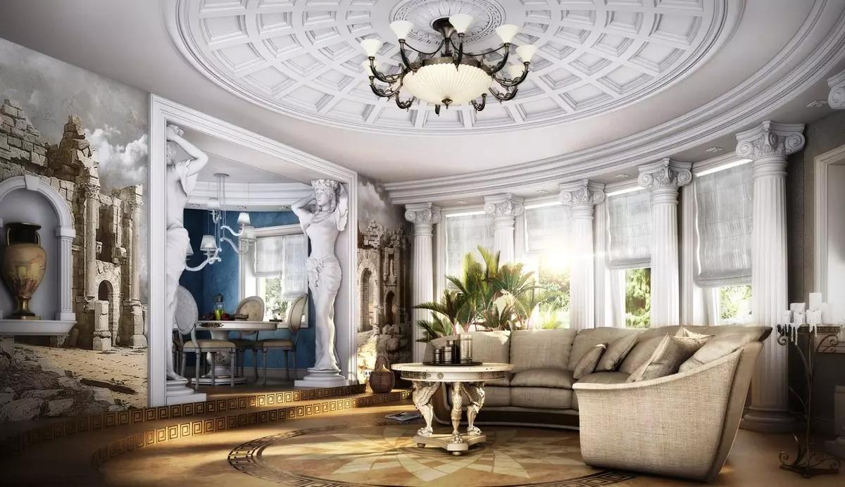 Soggiorno classico (88 foto): interior design in stili classici contemporanei e americani, bellissimi soggiorno in colori vivaci, scegliendo dipinti nella stanza 9681_26