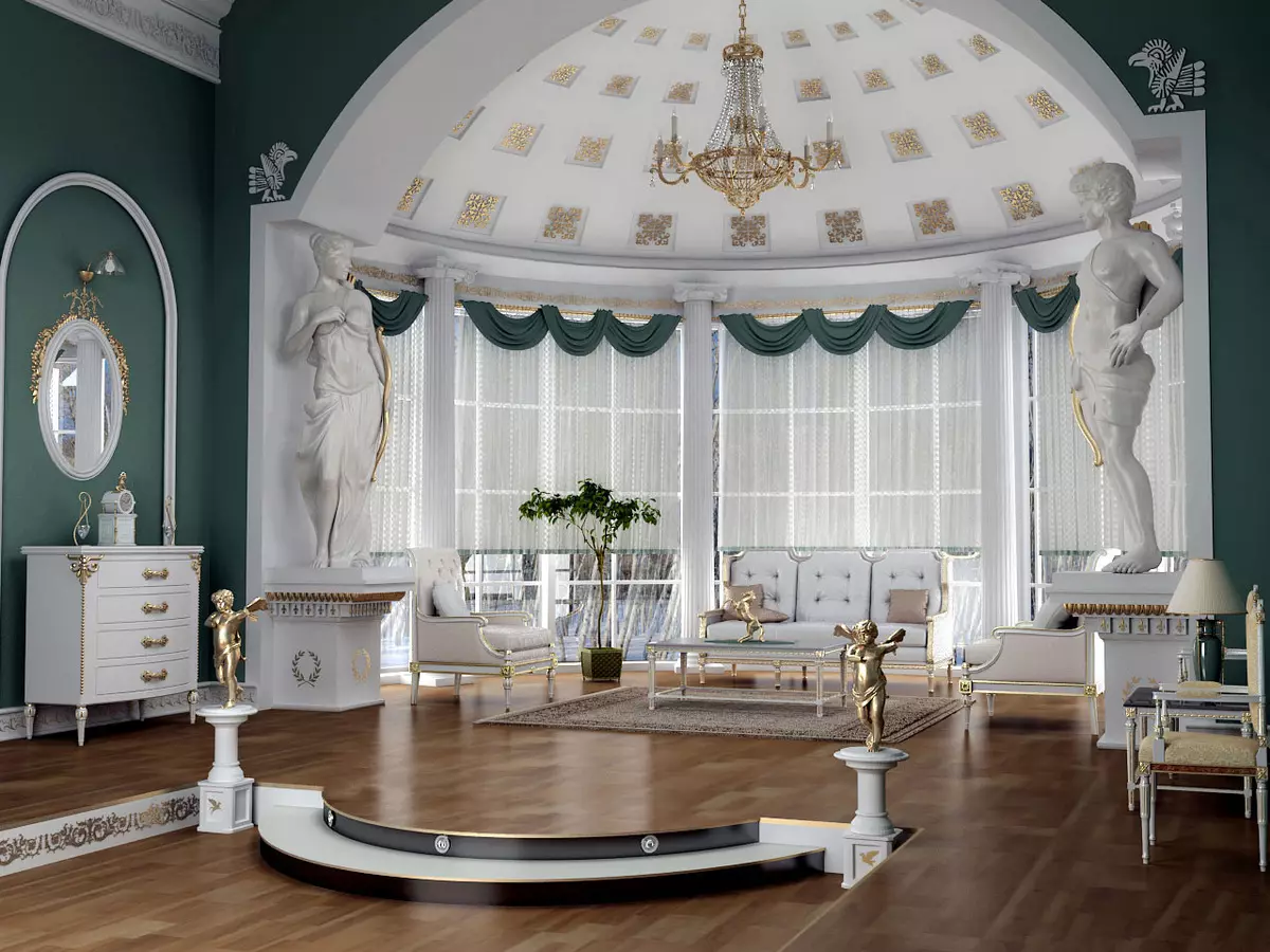 Вітальня в класичному стилі (88 фото): дизайн інтер'єру залу в стилях сучасна і американська класика, красиві вітальні в світлих тонах, вибір картин в кімнату 9681_29