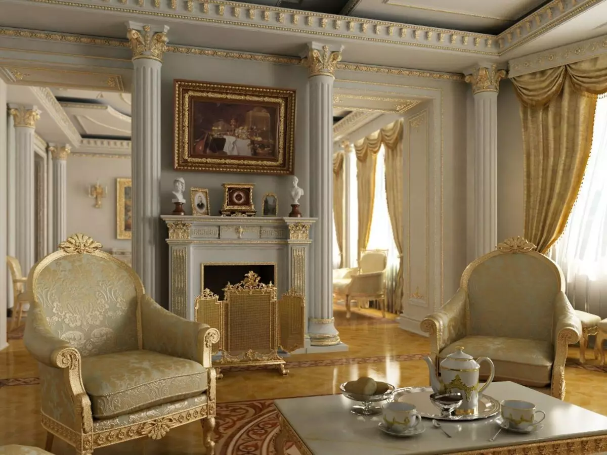Вітальня в класичному стилі (88 фото): дизайн інтер'єру залу в стилях сучасна і американська класика, красиві вітальні в світлих тонах, вибір картин в кімнату 9681_5