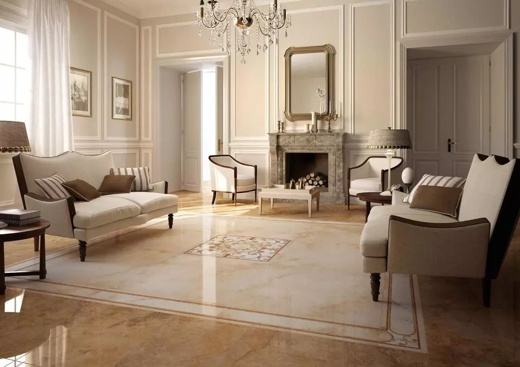 Sala de estar clásica (88 fotos): Diseño de interiores en estilos Clásicos contemporáneos y americanos, hermosas salas de estar en colores brillantes, elección de pinturas en la habitación 9681_62